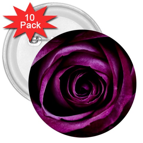 Deep Purple Rose 3  Button (10 pack) from ArtsNow.com Front