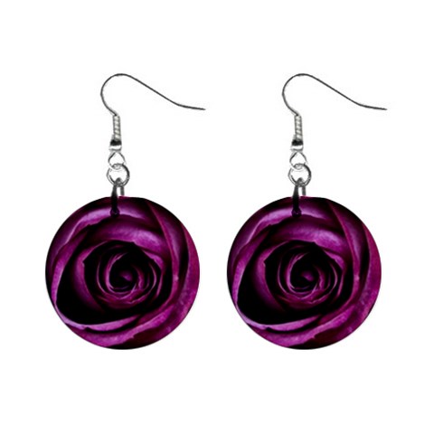 Deep Purple Rose Mini Button Earrings from ArtsNow.com Front