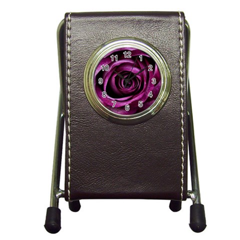 Deep Purple Rose Stationery Holder Clock from ArtsNow.com Front