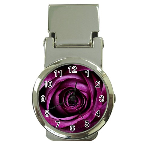 Deep Purple Rose Money Clip with Watch from ArtsNow.com Front