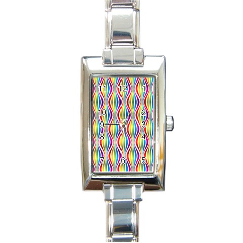 Rainbow Waves Rectangular Italian Charm Watch from ArtsNow.com Front