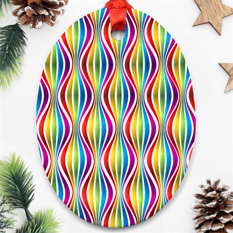 Rainbow Waves Oval Ornament from ArtsNow.com Front