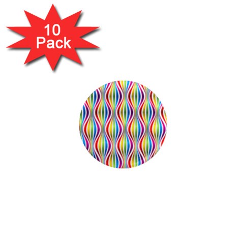 Rainbow Waves 1  Mini Button Magnet (10 pack) from ArtsNow.com Front