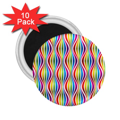 Rainbow Waves 2.25  Button Magnet (10 pack) from ArtsNow.com Front