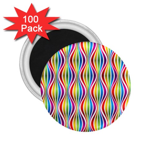 Rainbow Waves 2.25  Button Magnet (100 pack) from ArtsNow.com Front