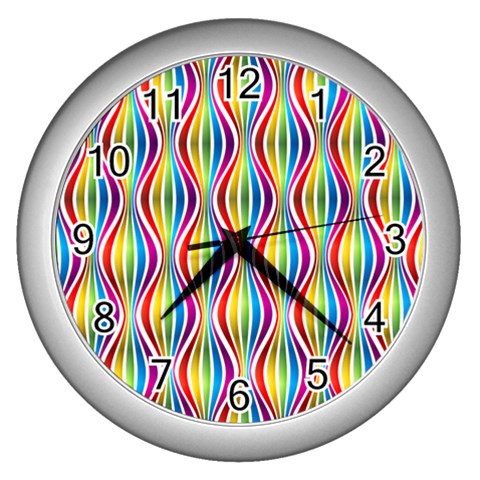 Rainbow Waves Wall Clock (Silver) from ArtsNow.com Front