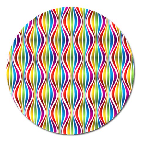 Rainbow Waves Magnet 5  (Round) from ArtsNow.com Front