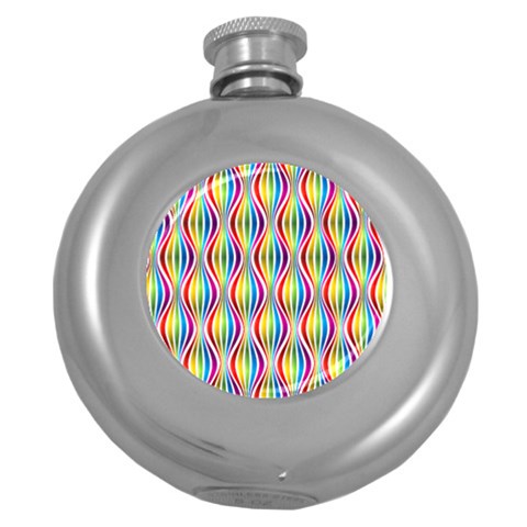 Rainbow Waves Hip Flask (Round) from ArtsNow.com Front