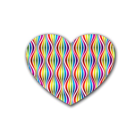 Rainbow Waves Drink Coasters 4 Pack (Heart)  from ArtsNow.com Front