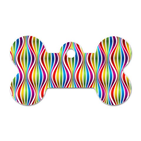 Rainbow Waves Dog Tag Bone (Two Sided) from ArtsNow.com Front