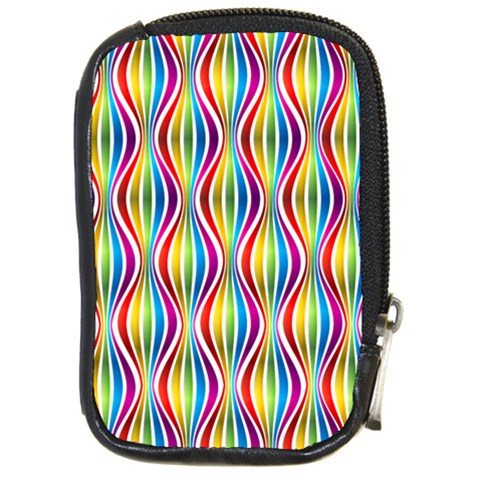 Rainbow Waves Compact Camera Leather Case from ArtsNow.com Front