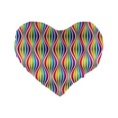 Rainbow Waves 16  Premium Heart Shape Cushion  from ArtsNow.com Front