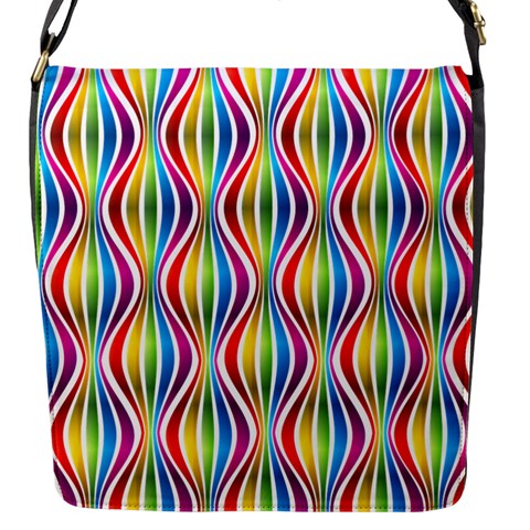 Rainbow Waves Flap Closure Messenger Bag (Small) from ArtsNow.com Front