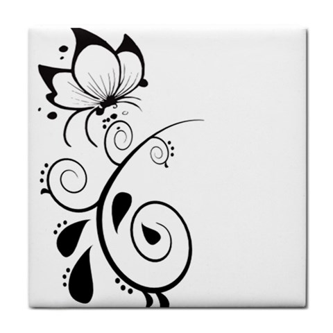 Floral Butterfly Design Ceramic Tile from ArtsNow.com Front