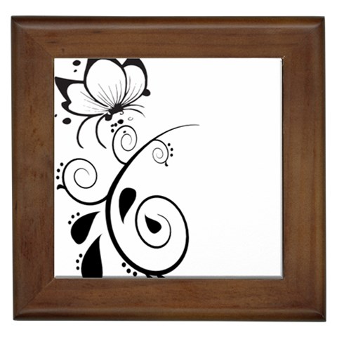 Floral Butterfly Design Framed Ceramic Tile from ArtsNow.com Front