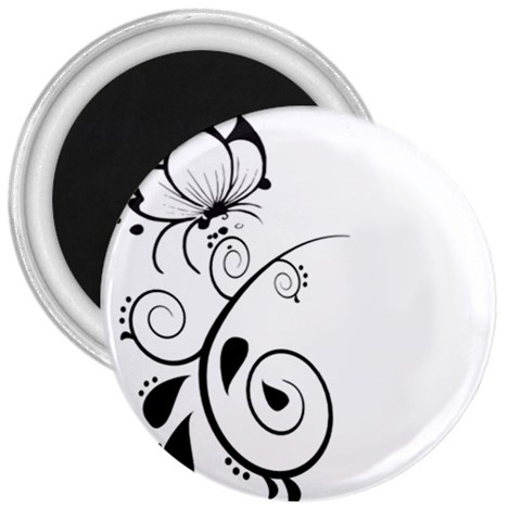 Floral Butterfly Design 3  Button Magnet from ArtsNow.com Front