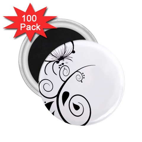 Floral Butterfly Design 2.25  Button Magnet (100 pack) from ArtsNow.com Front