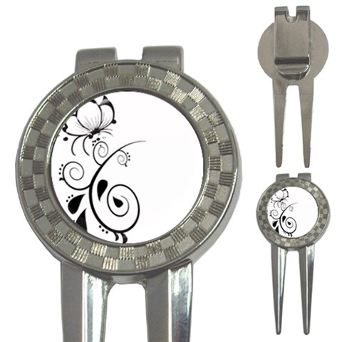 Floral Butterfly Design Golf Pitchfork & Ball Marker from ArtsNow.com Front