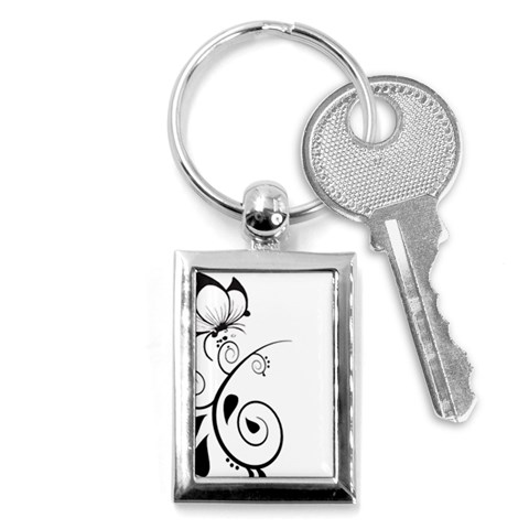 Floral Butterfly Design Key Chain (Rectangle) from ArtsNow.com Front