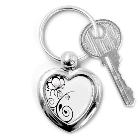 Floral Butterfly Design Key Chain (Heart) from ArtsNow.com Front