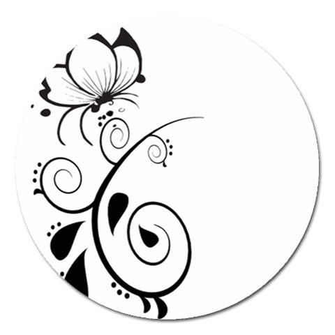 Floral Butterfly Design Magnet 5  (Round) from ArtsNow.com Front