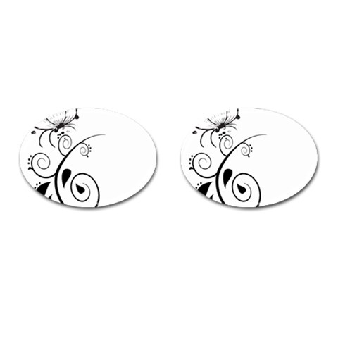 Floral Butterfly Design Cufflinks (Oval) from ArtsNow.com Front(Pair)