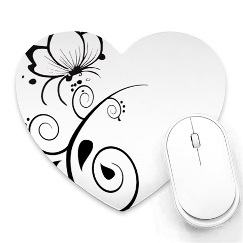 Floral Butterfly Design Mouse Pad (Heart) from ArtsNow.com Front