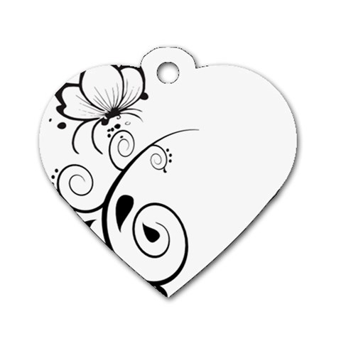 Floral Butterfly Design Dog Tag Heart (One Sided)  from ArtsNow.com Front