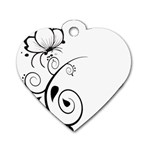 Floral Butterfly Design Dog Tag Heart (Two Sided)