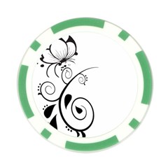 Floral Butterfly Design Poker Chip from ArtsNow.com Front