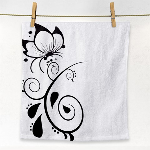 Floral Butterfly Design Face Towel from ArtsNow.com Front