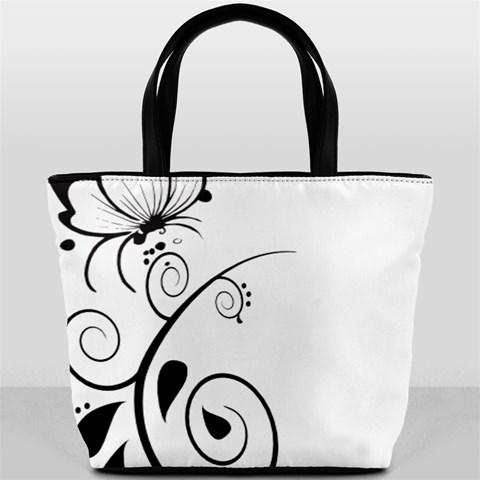 Floral Butterfly Design Bucket Handbag from ArtsNow.com Front