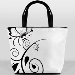 Floral Butterfly Design Bucket Handbag from ArtsNow.com Front