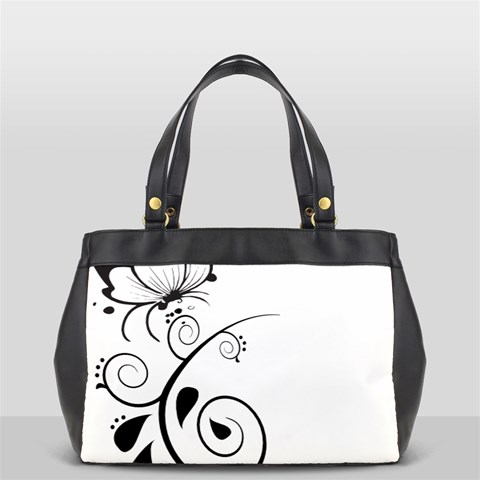 Floral Butterfly Design Oversize Office Handbag (One Side) from ArtsNow.com Front