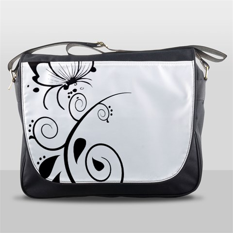 Floral Butterfly Design Messenger Bag from ArtsNow.com Front