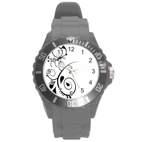 Floral Butterfly Design Plastic Sport Watch (Large) from ArtsNow.com Front