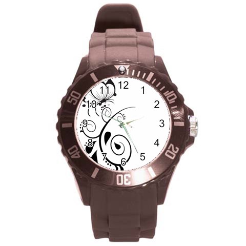 Floral Butterfly Design Plastic Sport Watch (Large) from ArtsNow.com Front