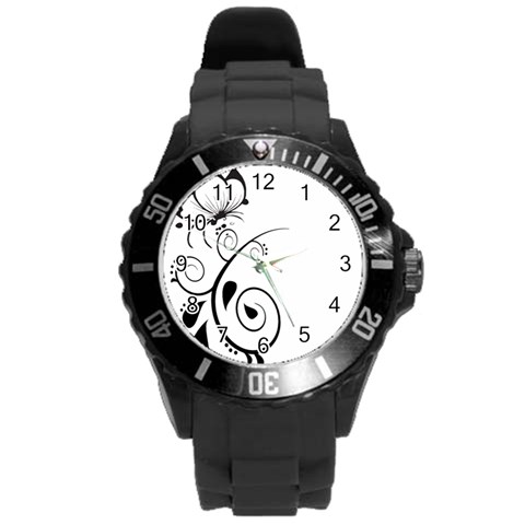 Floral Butterfly Design Plastic Sport Watch (Large) from ArtsNow.com Front