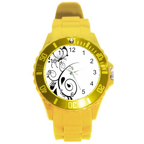 Floral Butterfly Design Plastic Sport Watch (Large) from ArtsNow.com Front