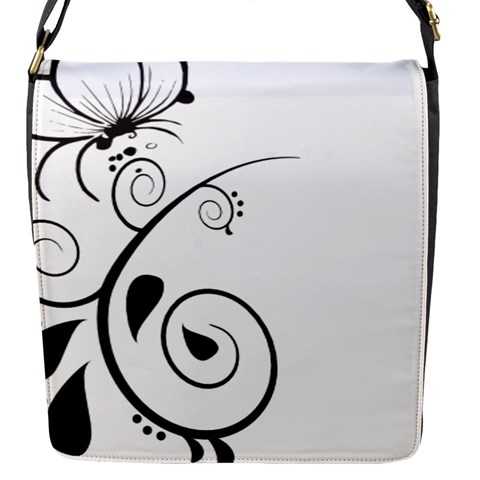 Floral Butterfly Design Flap Closure Messenger Bag (Small) from ArtsNow.com Front