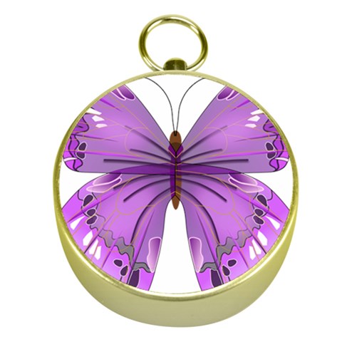 Purple Awareness Butterfly Gold Compass from ArtsNow.com Front