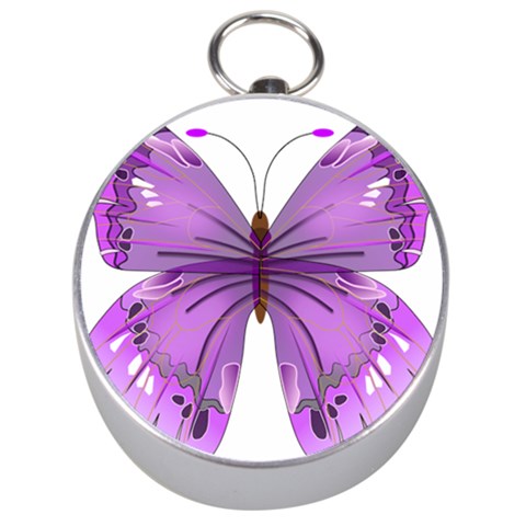 Purple Awareness Butterfly Silver Compass from ArtsNow.com Front