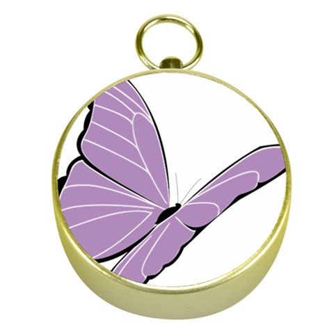 Purple Awareness Butterfly 2 Gold Compass from ArtsNow.com Front