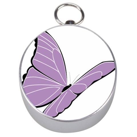 Purple Awareness Butterfly 2 Silver Compass from ArtsNow.com Front