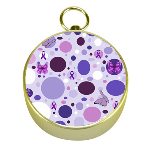 Purple Awareness Dots Gold Compass from ArtsNow.com Front