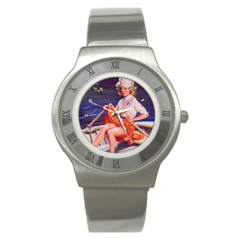 SailorGirlPinup Stainless Steel Watch from ArtsNow.com Front