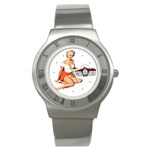 radio-overdrive-red-pinup Stainless Steel Watch