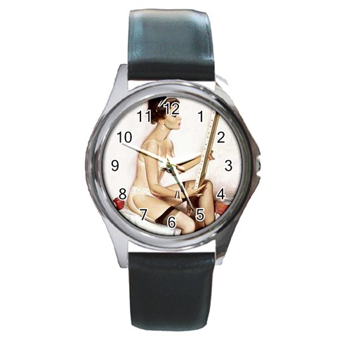 pinupW Round Metal Watch from ArtsNow.com Front