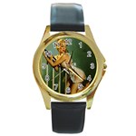 pinup-railing Round Gold Metal Watch