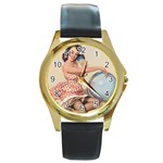 pinup_25 Round Gold Metal Watch